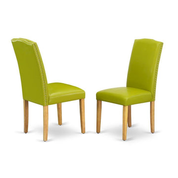 Parsons Dining Chair with High Back by Furnifact – Faux Leather, Oak, Pack of 2