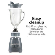 Hamilton Beach Gray / 40 Oz. Glass Jar (Pack of 1) / Countertop Blenders Countertop Blenders
