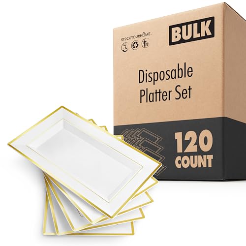 Stock Your Home 120 / 13 inches x 9 inches / White Plates