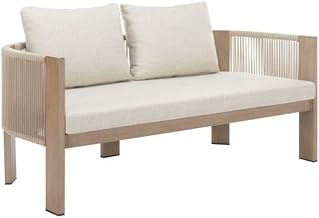 Beige Aluminum Patio Sofa with Cushions, Compact 2-Seat Outdoor Loveseat for Patios, Balconies, or Garden Use with Lasting Support