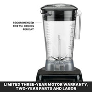 Waring 64 Ounce Copolyester Jar / Black / MX1100XTX - Copolyester 64 Ounce Container Countertop Blenders