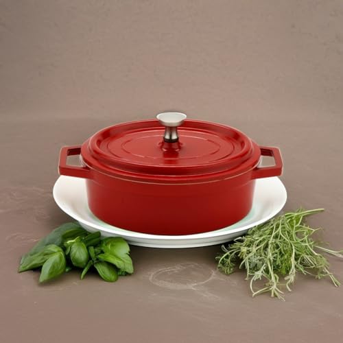GET 0.38 Quart / Oval / Red / White Dutch Ovens