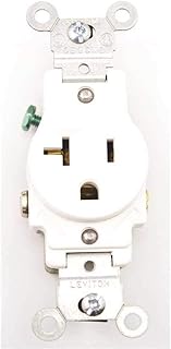 Leviton 20-Amp, 125-Volt, Narrow Body Single Receptacle, Straight Blade, Commercial Grade, Grounding, 5801-W, White