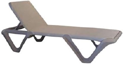 Grosfillex US891763 Nautical Pro Chaise, Without Arms, Dove Gray Frame with Ash (Case of 2)