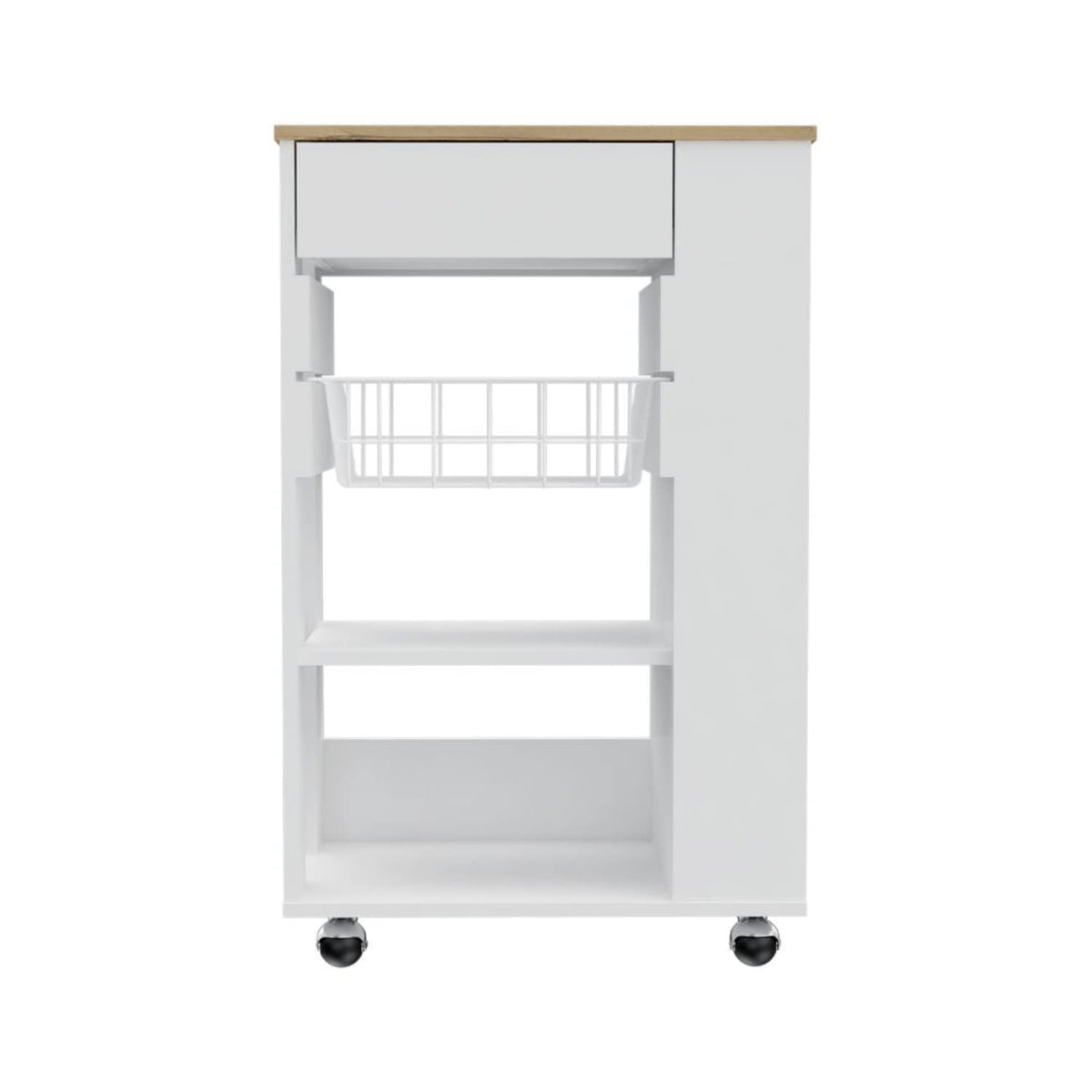 DEPOT E-SHOP 22.4"W x 35.4"H x 14.5"D / White-light Oak / Modern Mobile Storage Islands