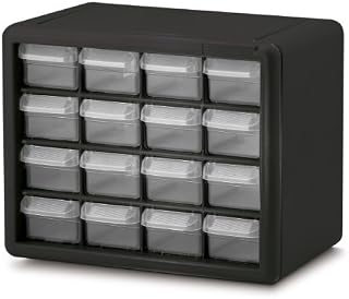 Akro-Mils 10116 16 Drawer Plastic Parts Storage Hardware and Craft Cabinet, 10.5-Inch x 8.5-Inch x 6.5-Inch, Black