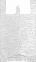 100 Count White Plastic T-Shirt Carryout Bags with Handles, Heavy Duty Retail Checkout Bags 17" x 20"