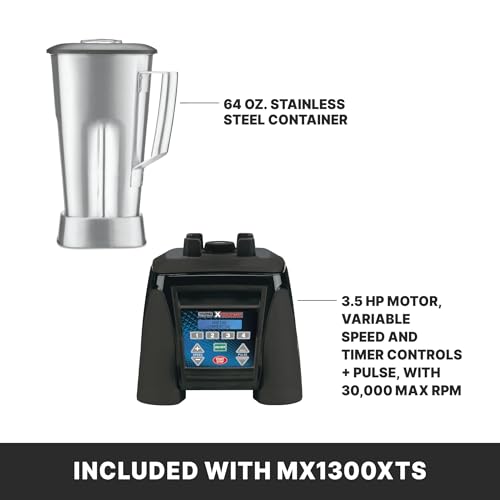 Waring 64 Ounce Stainless Steel Jar / Stainless Steel Container / Xtreme Reprogrammable Hi-Power Countertop Blenders