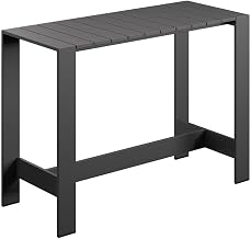 Modway Tahoe 59 Inch Outdoor Patio Bar Height Table in Gray