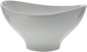 Serving Bowl White Oval 123 oz Curved Melamine - 11 1/2"L x 10 3/8"W x 6 1/2"H