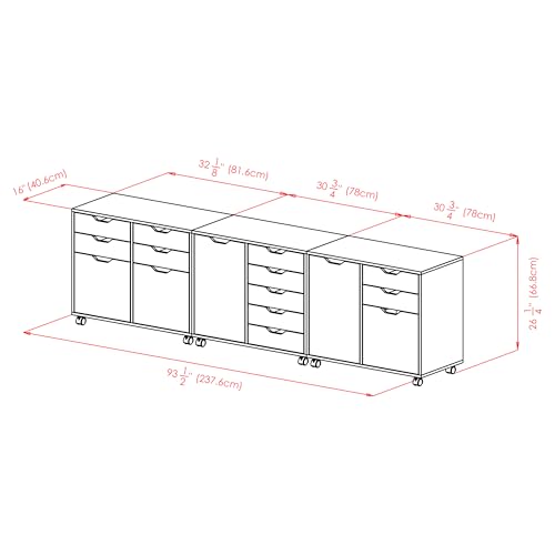 Winsome White / 4 Doors, 12 Drawers, File Drawer / Transitional Storage Cabinets