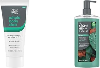 Dove Men+Care Whole Body Deodorant Cream with Body Wash Eucalyptus Cedar Oil Plant Powered 2 Items