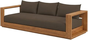 Brown 5-Piece Acacia Wood Patio Furniture Set with Armrests, Weather-Resistant, for Garden, Backyard, Poolside Relaxation