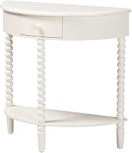 Baxton Studio Raynera Bobbin-Leg Demilune Console Table Half-Moon Accent Table