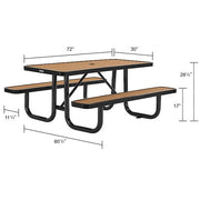 6' Picnic Table by Global Industrial – Recycled Plastic & Steel, Tan, Model 271668