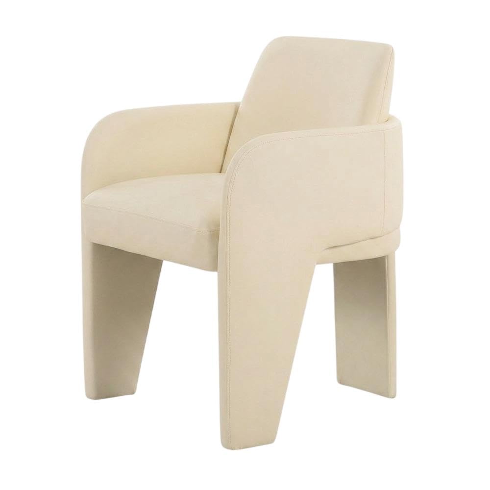 Vegan Leather-Upholstered Dining Chair with Spring Seat by Starlight Canyon Home – Engineered Wood, Beige
