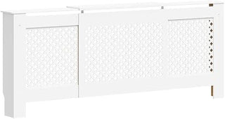 vidaXL Modern White MDF Radiator Cover with Adjustable Length and Storage Space - Ultra Durable Cabinet for Radiator Concealment and Display