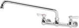 Krowne 12-814L Silver Series Wall-Mount Faucet, 8" Centers, 14" Swing Spout, Quarter-Turn Ceramic Cartridge Valve, Chrome-Plated Finish, Low Lead Compliant