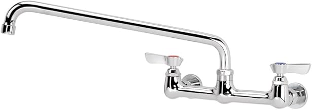 Krowne 12-814L Silver Series Wall-Mount Faucet, 8" Centers, 14" Swing Spout, Quarter-Turn Ceramic Cartridge Valve, Chrome-Plated Finish, Low Lead Compliant