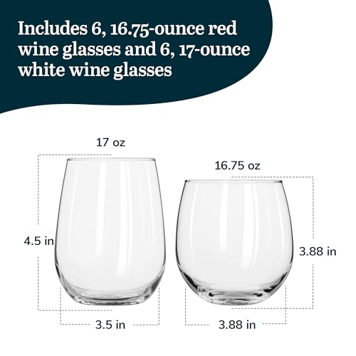 Libbey Stemless Red & White 12 / 12 Count / Set Wine Glasses