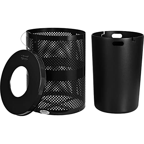 Global Industrial Black / 23.5 inches (Diameter) x 30 inches (Height) / Industrial Outdoor Trash Cans