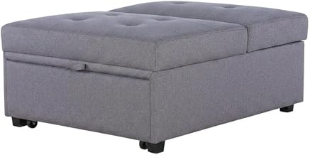 Furnifact Microfiber Sofa Bed with Roll Pillow, Convertible Futon Pull Out Couch Folding Sleeper Small Sofa for Dorm Room, Black