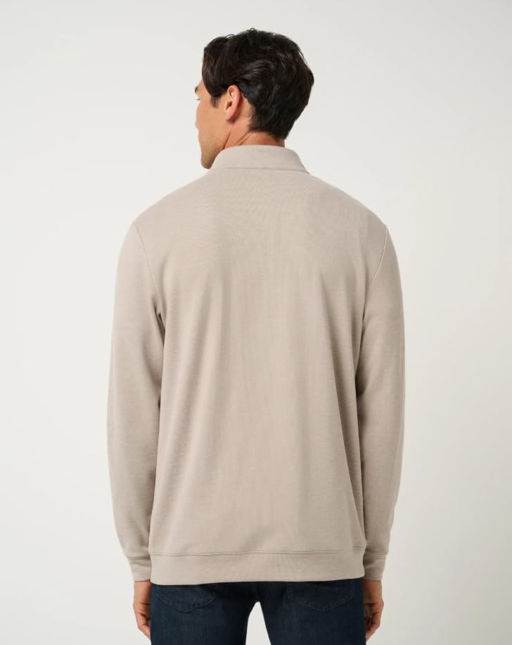 Men's Cloud Sweater 1/4 Zip by TravisMathew – Large, Cotton Blend, Heather Roasted Cash, Model A42356