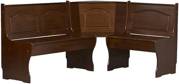 Furnifact Pine and MDF Corner Dining Bench with Under-Seat Storage, Breakfast Nook Seat for Kitchen and Dining Room Corner Seating, Brown