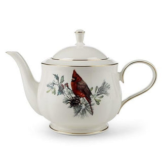 Winter Greetings Gold-Banded Teapot by Lenox – 9-3/4 inches tall, 7-1/2 inches wide, fine_china, ivory, gold, Model 185591052