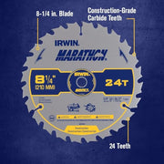 IRWIN 8-1/4" 24T / Marathon / Silver Circular Saw Blades