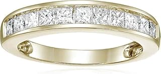 2.00CT Princess Cut Diamond Channel Set Wedding Anniversary Band for Women, Half Eternity Ring, 14K Yellow Gold Finish