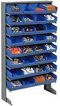 Global Industrial Floor Rack, 8 Shelves w/ (32) 8" W Blue Bins, 33x12x61