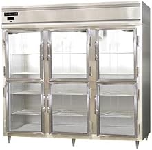 DL3RE-SS-GD-HD Designer Line Extra-Wide Three Section Reach In Glass Door Refrigerator, 85-1/5"W, Full Stainless & Half-Height Doors