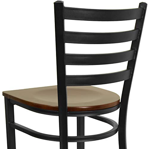 Flash Furniture Mahogany Wood Seat/Black Metal Frame / Set of 1 / Traditional Barstools