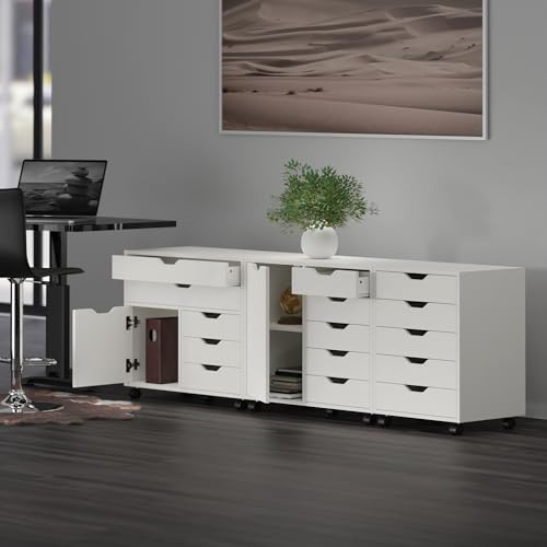 Winsome White / 2 Doors, 15 Drawers / Transitional Storage Drawer Units