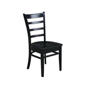 Solid Wood Side Chair with Classic Frame by Furnifact – Wood, Black, Pack of 2
