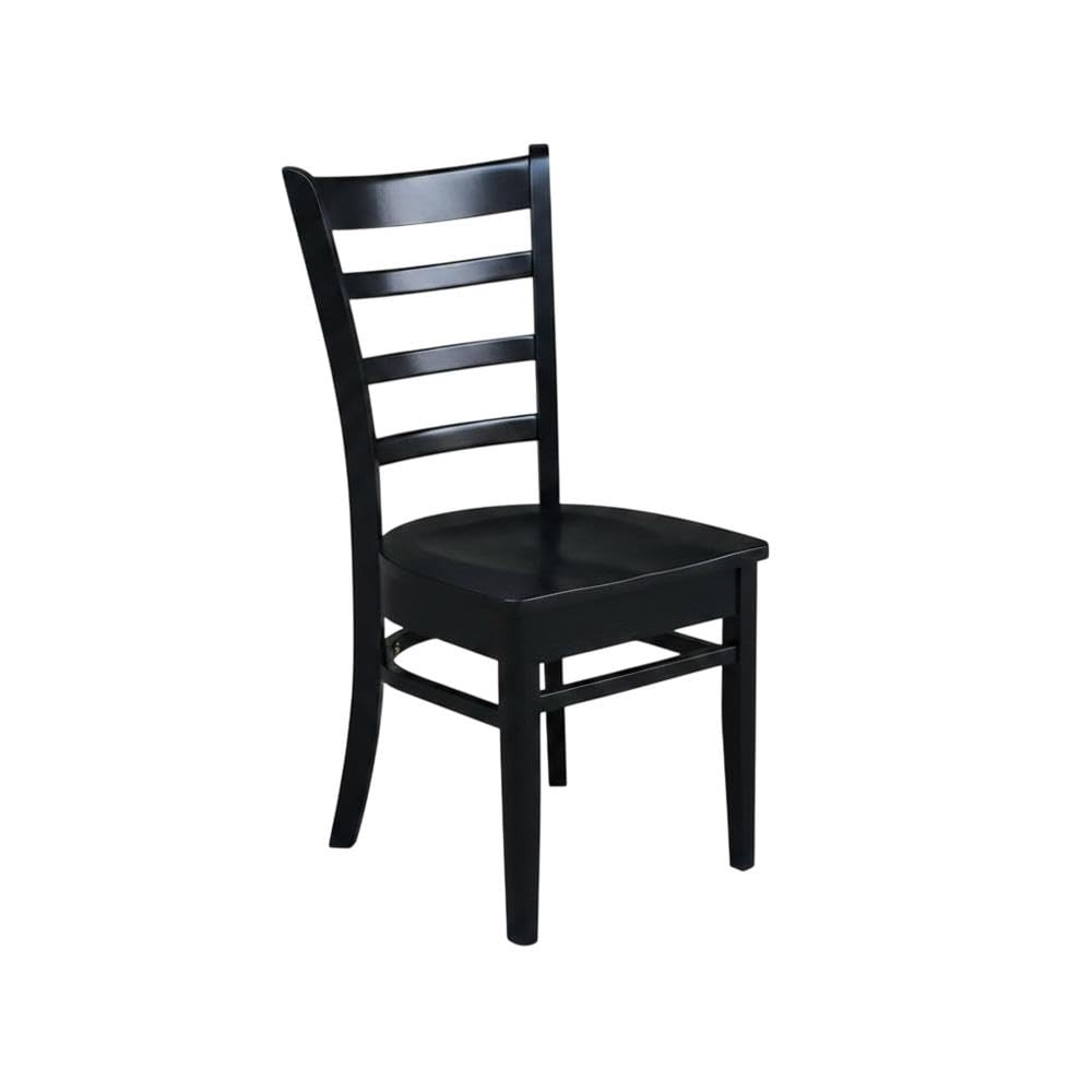 Solid Wood Side Chair with Classic Frame by Furnifact – Wood, Black, Pack of 2