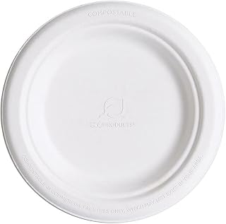 Eco-Products EP-P011 Renewable and Compostable Round Sugarcane Plate, 7" Diameter (20 Packs of 50)