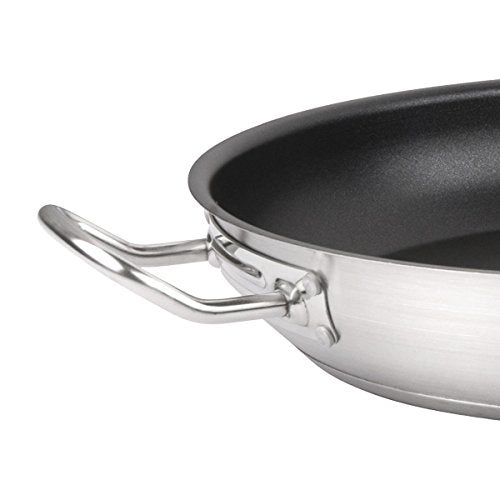 Non Stick Fry Pan by Omcan – 12", Stainless Steel, black and silver, Model 85274
