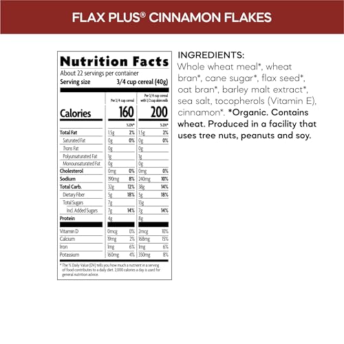 Nature's Path Flax Plus Cinnamon Flakes / 32 Ounce (Pack of 6) / 1 Cold Cereal