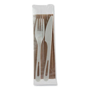 100% Compostable Cutlery Sets by World Centric, Made from TPLA, Assorted Cutlery Individually Wrapped with Fork, Knife, Napki