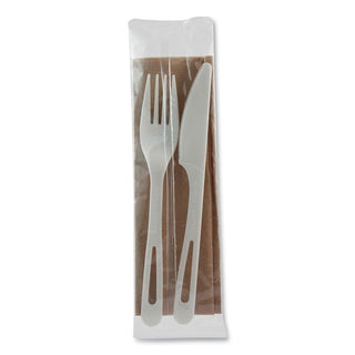 100% Compostable Cutlery Sets by World Centric, Made from TPLA, Assorted Cutlery Individually Wrapped with Fork, Knife, Napki