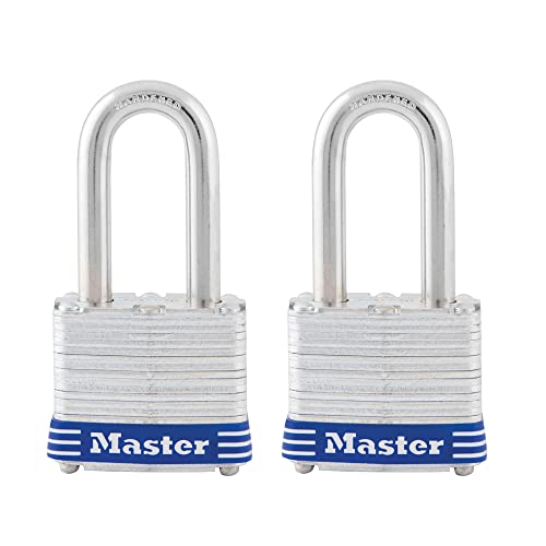 Master Lock Silver / 1-1/2" shackle / 2 Pack, Keyed-Alike Keyed Padlocks