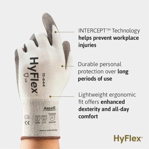 Ansell Small / White & Grey / 11644 Safety Work Gloves