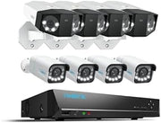 REOLINK PoE Security Camera System, 4X 16MP Outdoor Cameras- Duo 3 PoE with Dual-Lens 180° Diagonal Bundle 4X RLC-811A with 5X Optical Zoom & 1x RLN16-410 (4TB HDD)