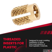 E-Z LOK M4-0.7 Pack of 25 / M4 x 0.7 / Gold Press-In Inserts