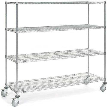 Chrome Wire Shelf Truck by Nexel – 24"L x 24"W x 69"H, 12-Gauge Steel, Chrome, Model C24726PC4