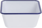 HUBERT Serving Bowl Enamelware Look Melamine White/Blue - 7" L x 7" W x 3 1/10" D