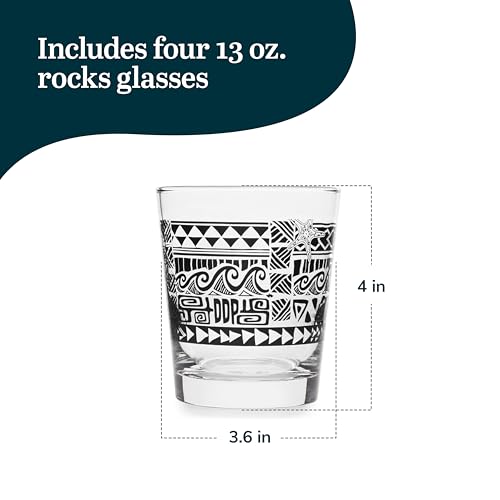 Libbey Tiki Rocks Black / 4 Count (Pack of 1) / Tiki Old Fashioned Glasses