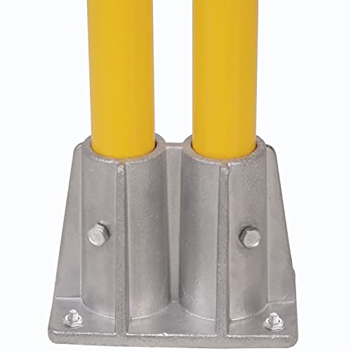 Steel Double Socket Base for Pedestrian Barrier by Global Industrial – 7"L x 6"W x 5"H, Gray, Model 940375